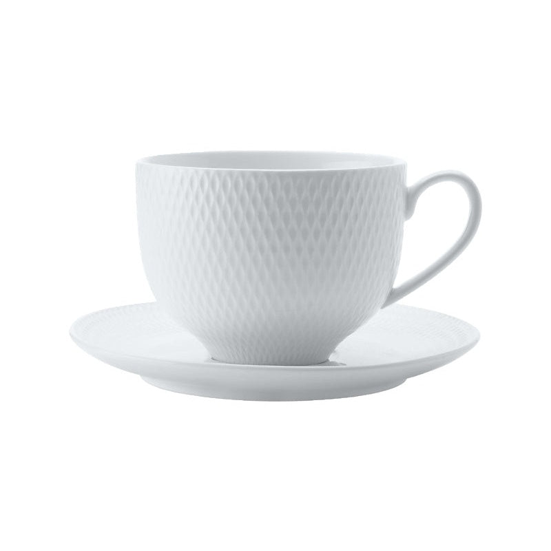 MW White Basics Diamonds Tea Cup & Saucer 260ML