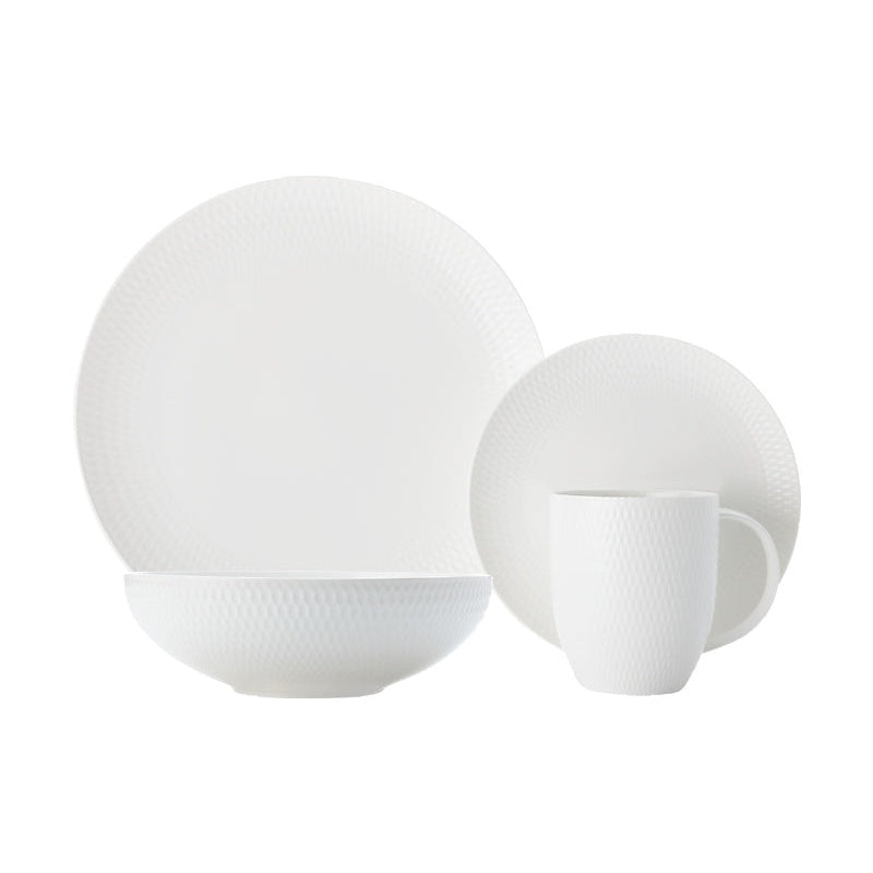 MW White Basics Diamonds Dinner Set 16pc Gift Boxed