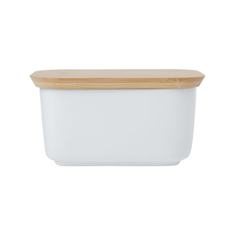 MW White Basics Butter Dish With Bamboo Lid