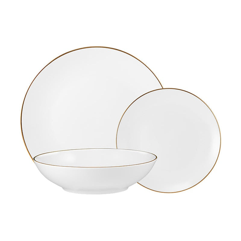 MW White Gold Coupe Dinner Set 12pc Gold Gift Boxed