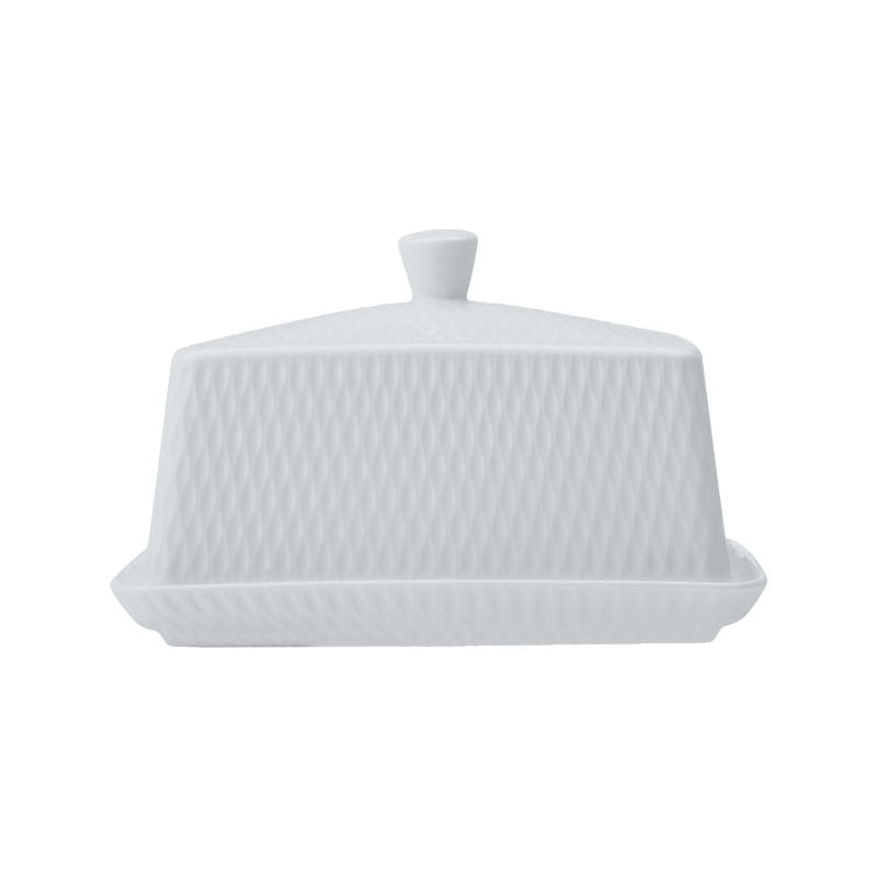 MW White Basics Diamonds Butter Dish Gift Boxed