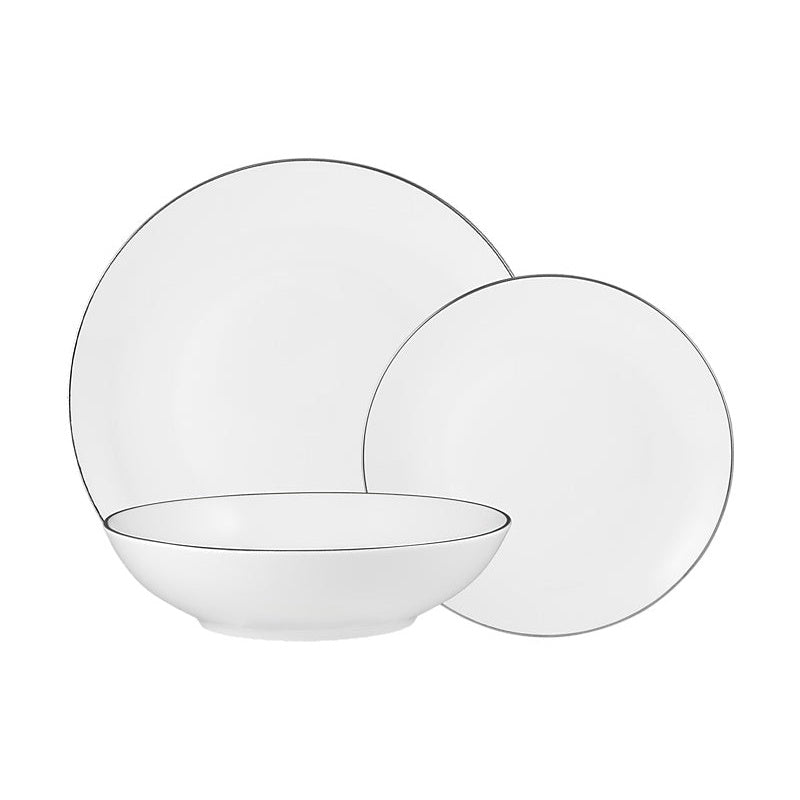 MW White Platinum Coupe Dinner Set 12pc Platinum Gift Boxed