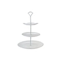MW White Platinum 3 Tier Cake Stand 15/19/28x37cm Platinum Gift Boxed