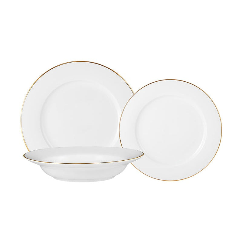 MW White Gold Rim Dinner Set 12pc Gold Gift Boxed