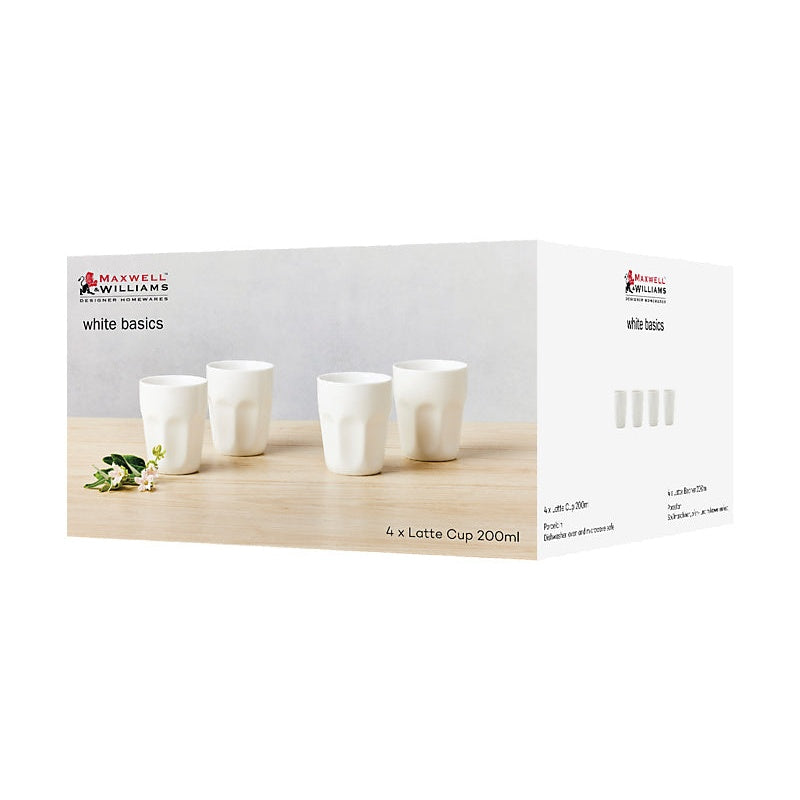 MW White Basics Latte Cup 220ML Set of 4 Gift Boxed