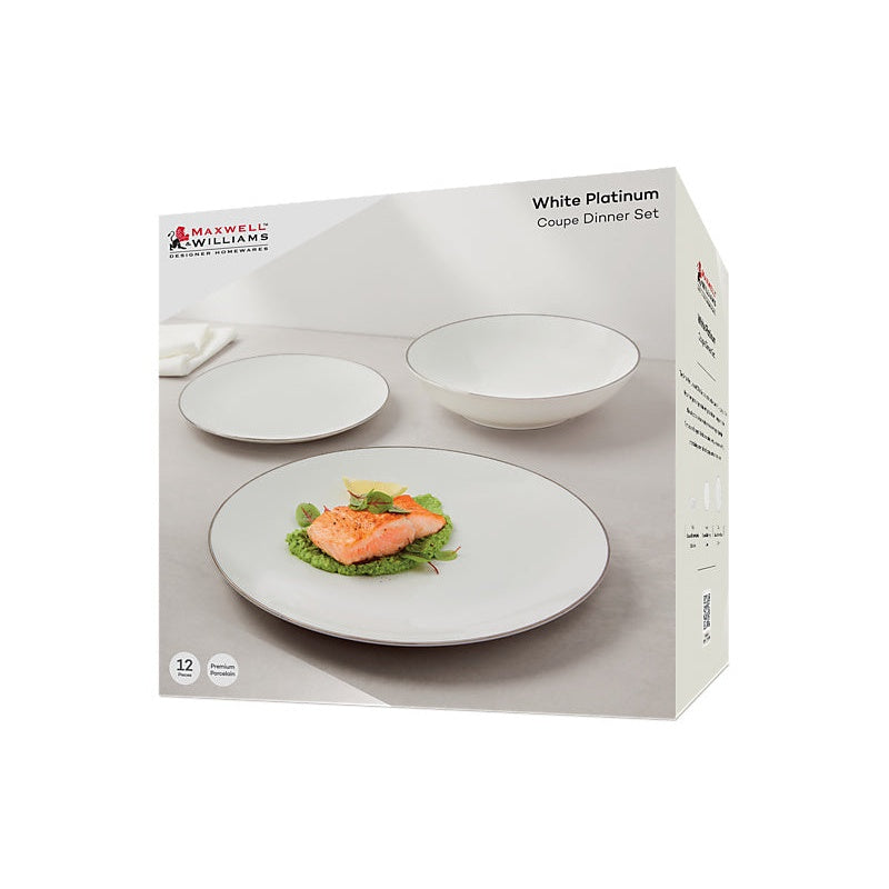MW White Platinum Coupe Dinner Set 12pc Platinum Gift Boxed