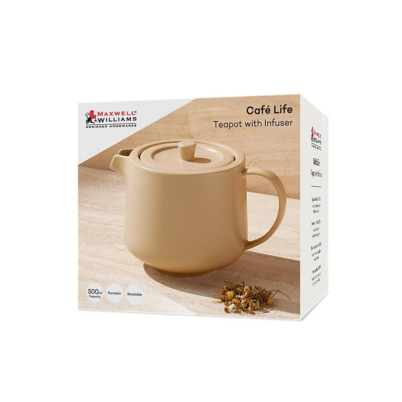 MW Cafe Life Teapot With Infuser 500ML Sand Gift Boxed