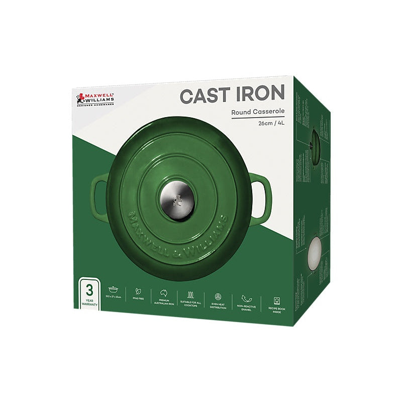 MW Cast Iron Round Casserole English Racing Green 26cm / 4L Gift Boxed