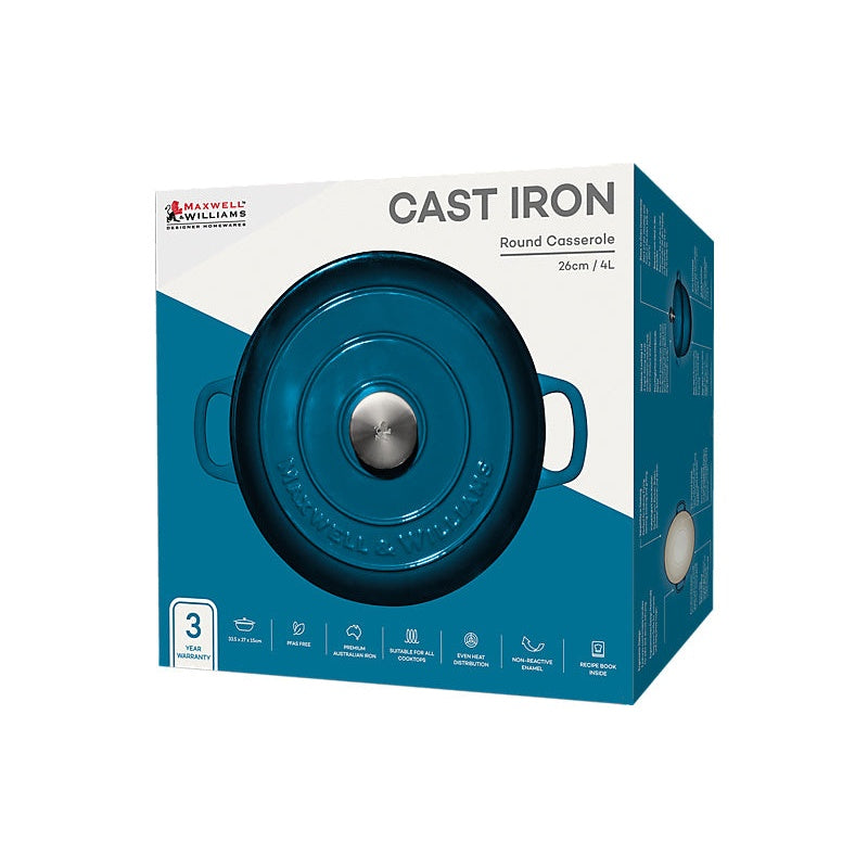 MW Cast Iron Round Casserole Midnight Blue 26cm / 4L Gift Boxed