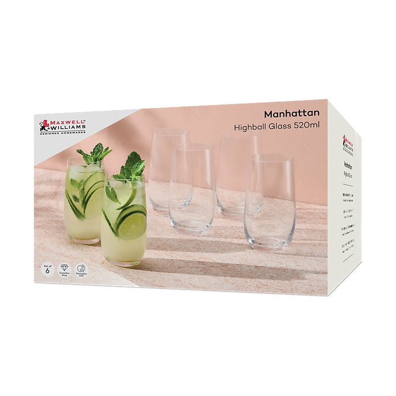 MW Manhattan Highball Glass 520ML Set of 6 Gift Boxed