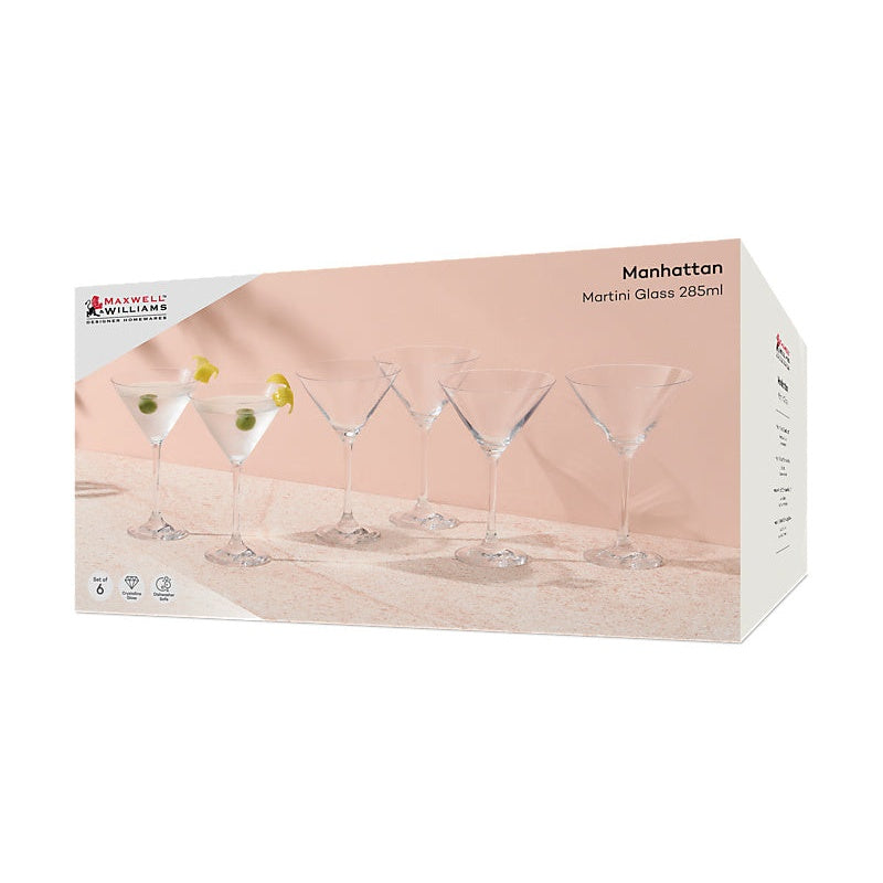 MW Manhattan Martini Glass 285ML Set of 6 Gift Boxed