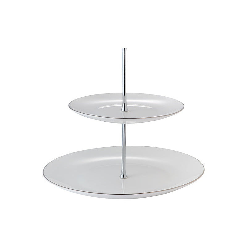 MW White Platinum 3 Tier Cake Stand 15/19/28x37cm Platinum Gift Boxed