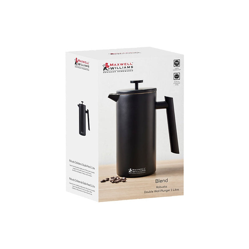 MW Blend Robusta Double Wall Plunger 1L Black Gift Boxed