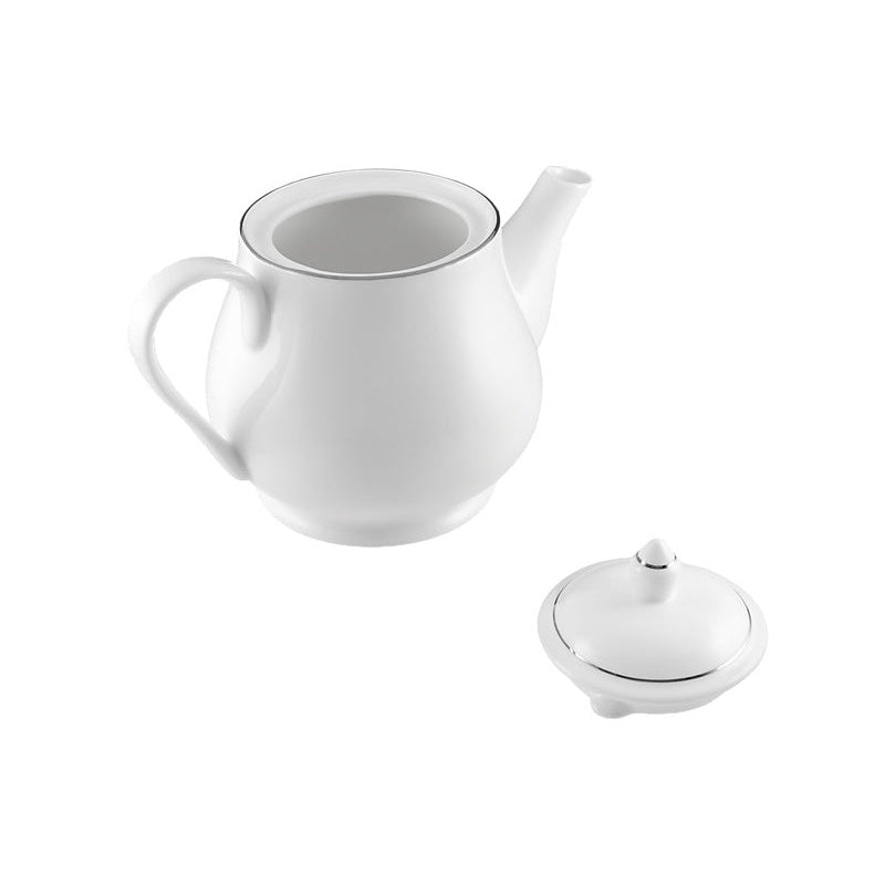 MW White Platinum Teapot 1L Platinum Gift Boxed