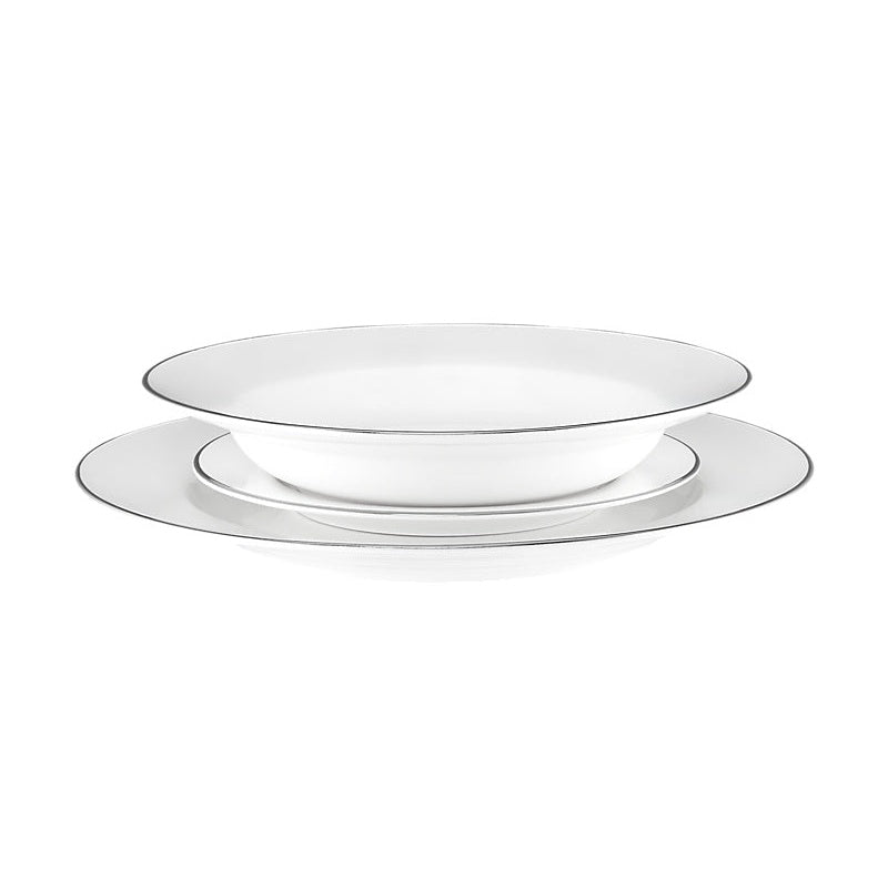 MW White Platinum Rim Dinner Set 12pc Platinum Gift Boxed