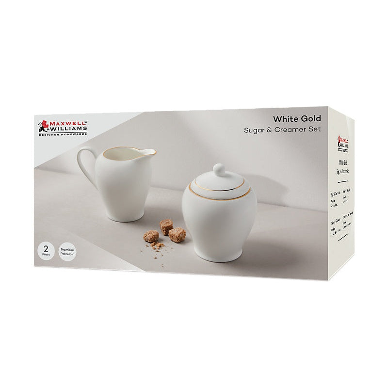 MW White Gold Sugar & Creamer Set Gold Gift Boxed