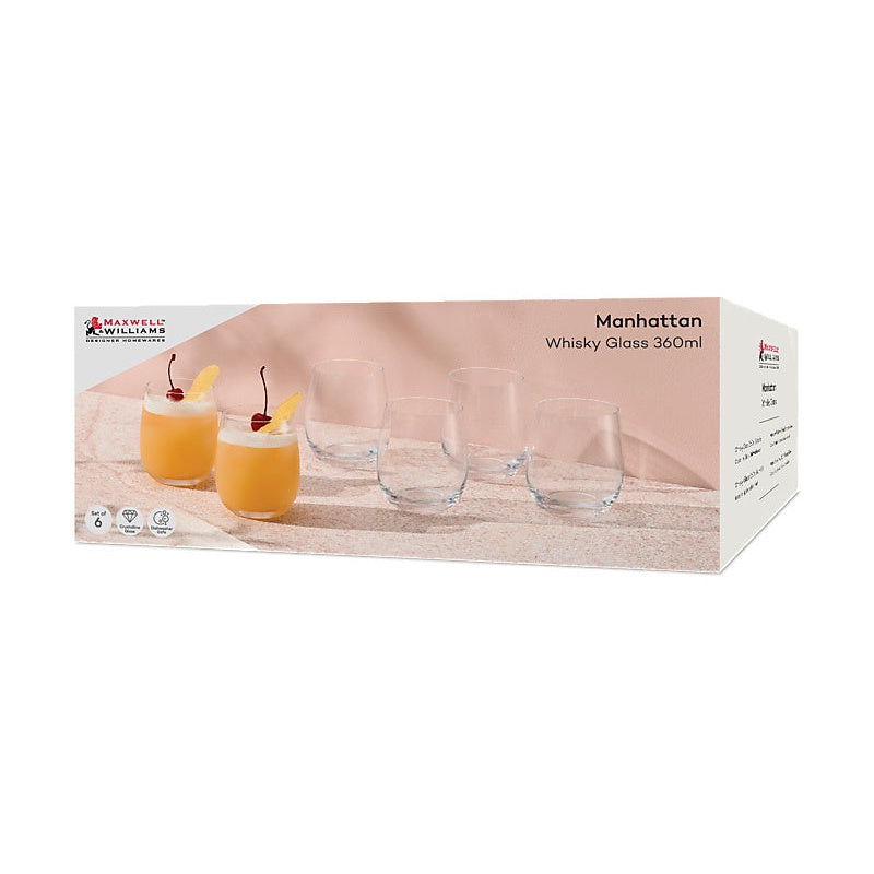 MW Manhattan Whisky Glass 360ML Set of 6 Gift Boxed