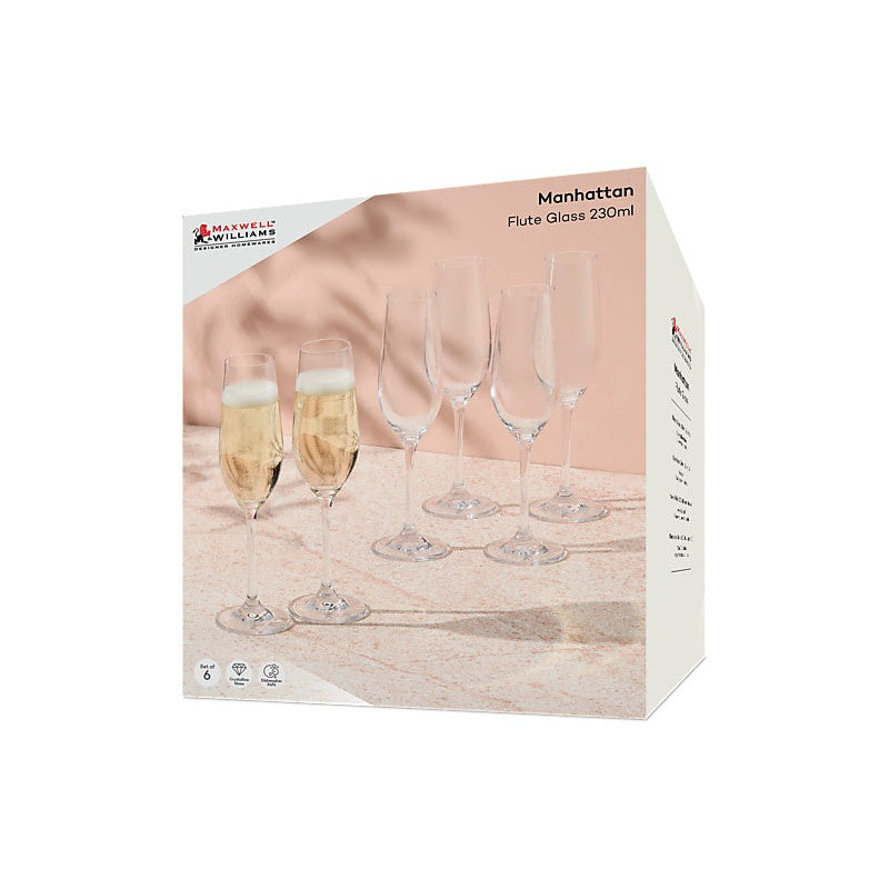 MW Manhattan Flute Glass 230ML Set of 6 Gift Boxed