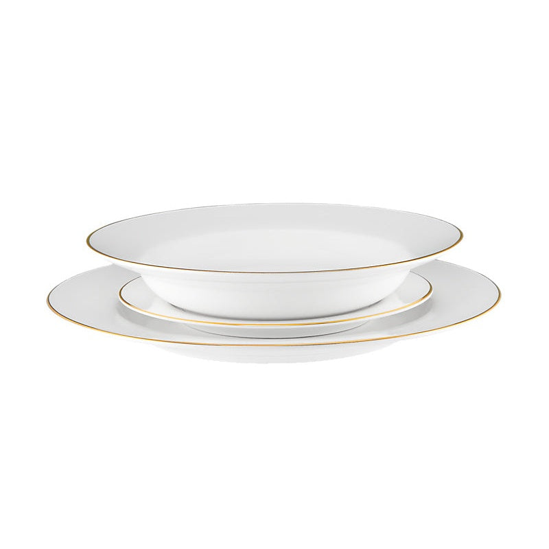 MW White Gold Rim Dinner Set 12pc Gold Gift Boxed