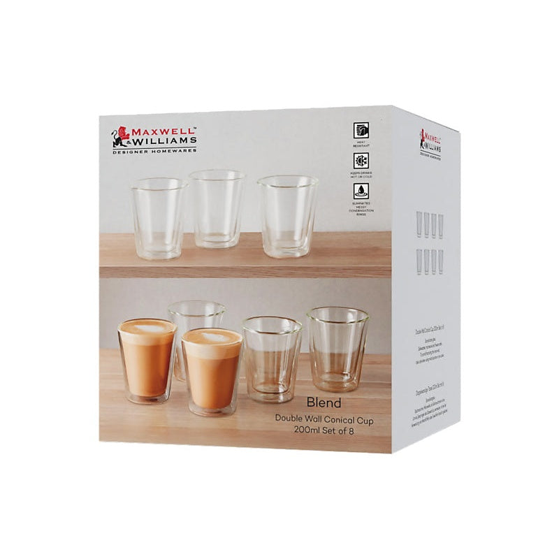 MW Blend Double Wall Conical Cup 200ML Set of 8 Gift Boxed