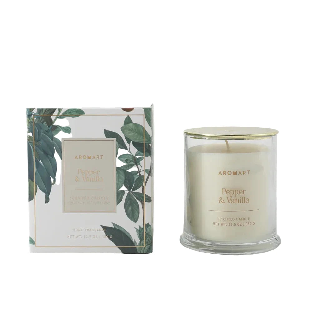 AROMART D9.7X10.7CMH SCENTED GLASS CLASS CANDLE WITH PLASTIC LID