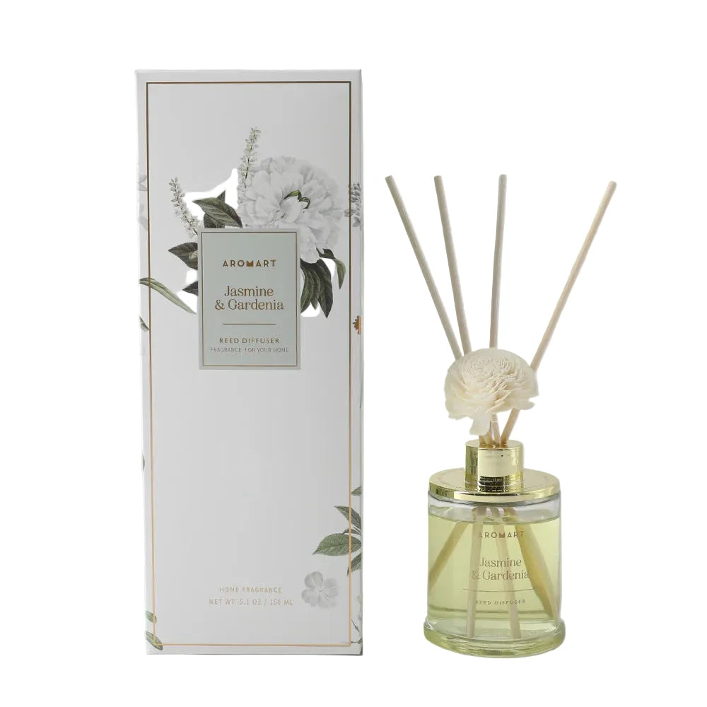 Aromart Jasmine & Gardenia diffuser with packaging on a white background