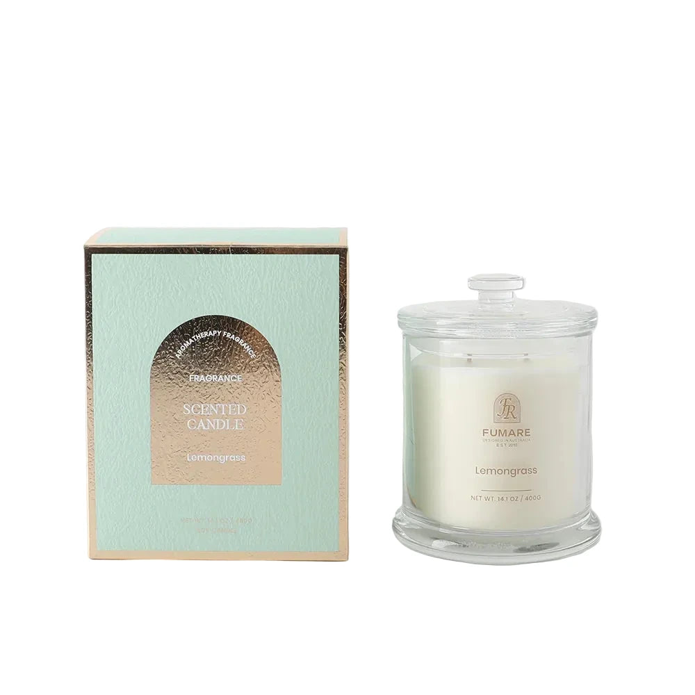Fumare scented candle with packaging on a white background