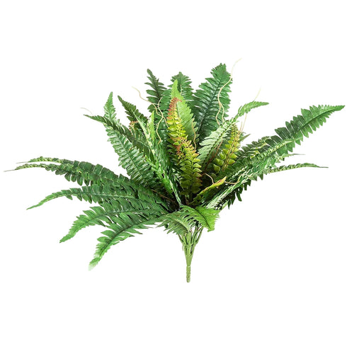 Artificial fern plant on a white background
