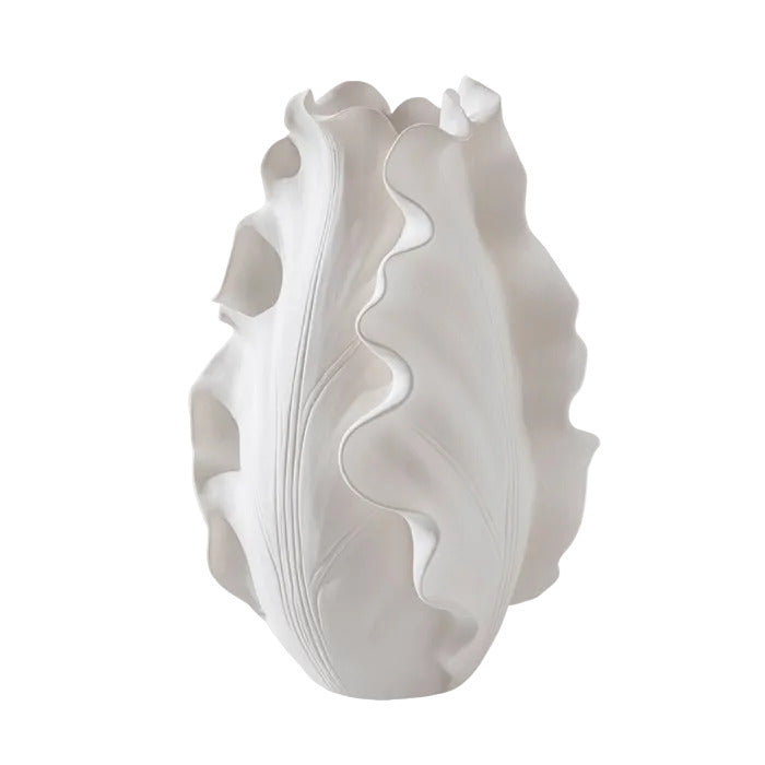 URSULA BISQUE CERAMIC LEAF VASE TEARDROP