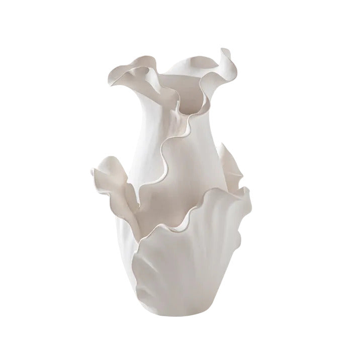 URSULA BISQUE CERAMIC LEAF VASE WAISTED