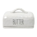 SPADE WHITE CERAMIC BUTTER DISH