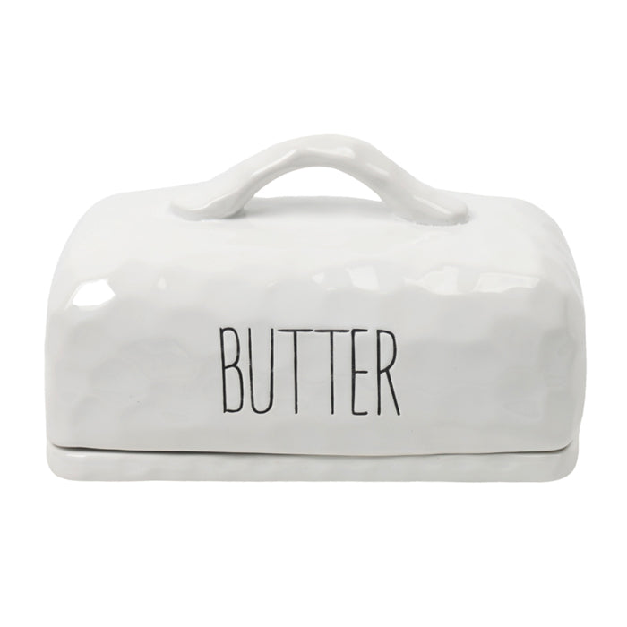 SPADE WHITE CERAMIC BUTTER DISH