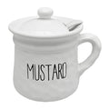SPADE WHITE CERAMIC MUSTARD POT