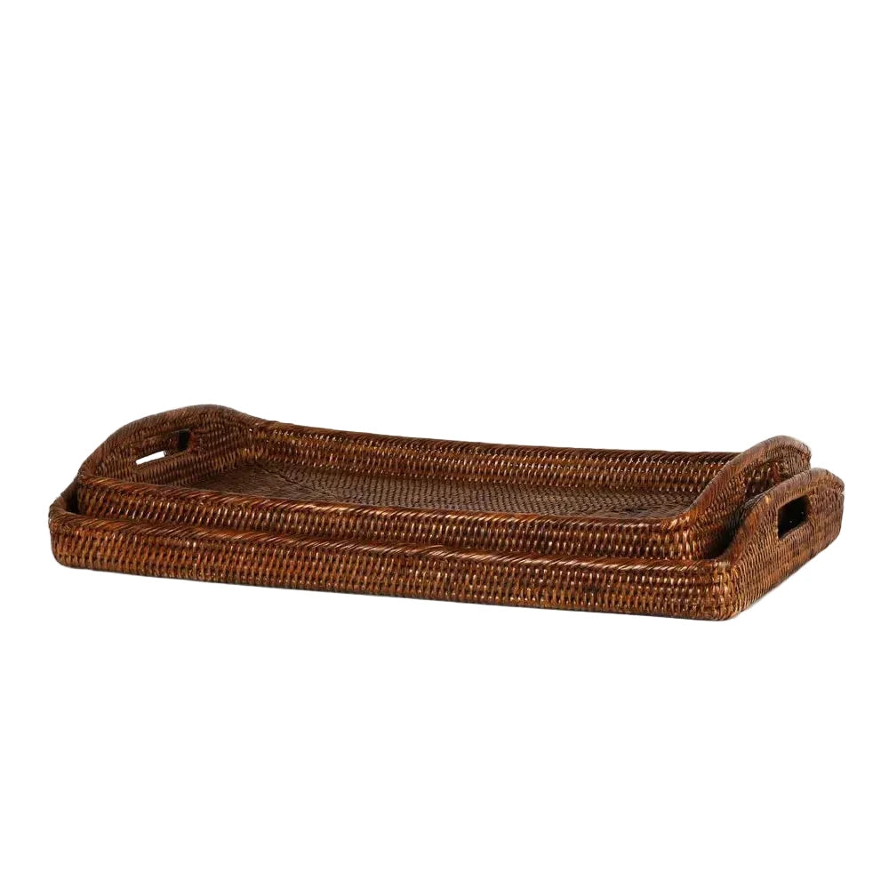 Wicker tray on a white background