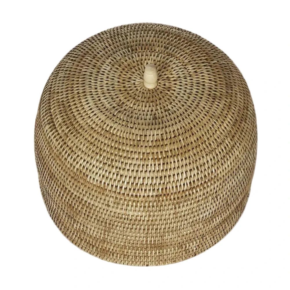 Woven straw hat on a white background