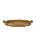 Woven rattan tray on a light gray background