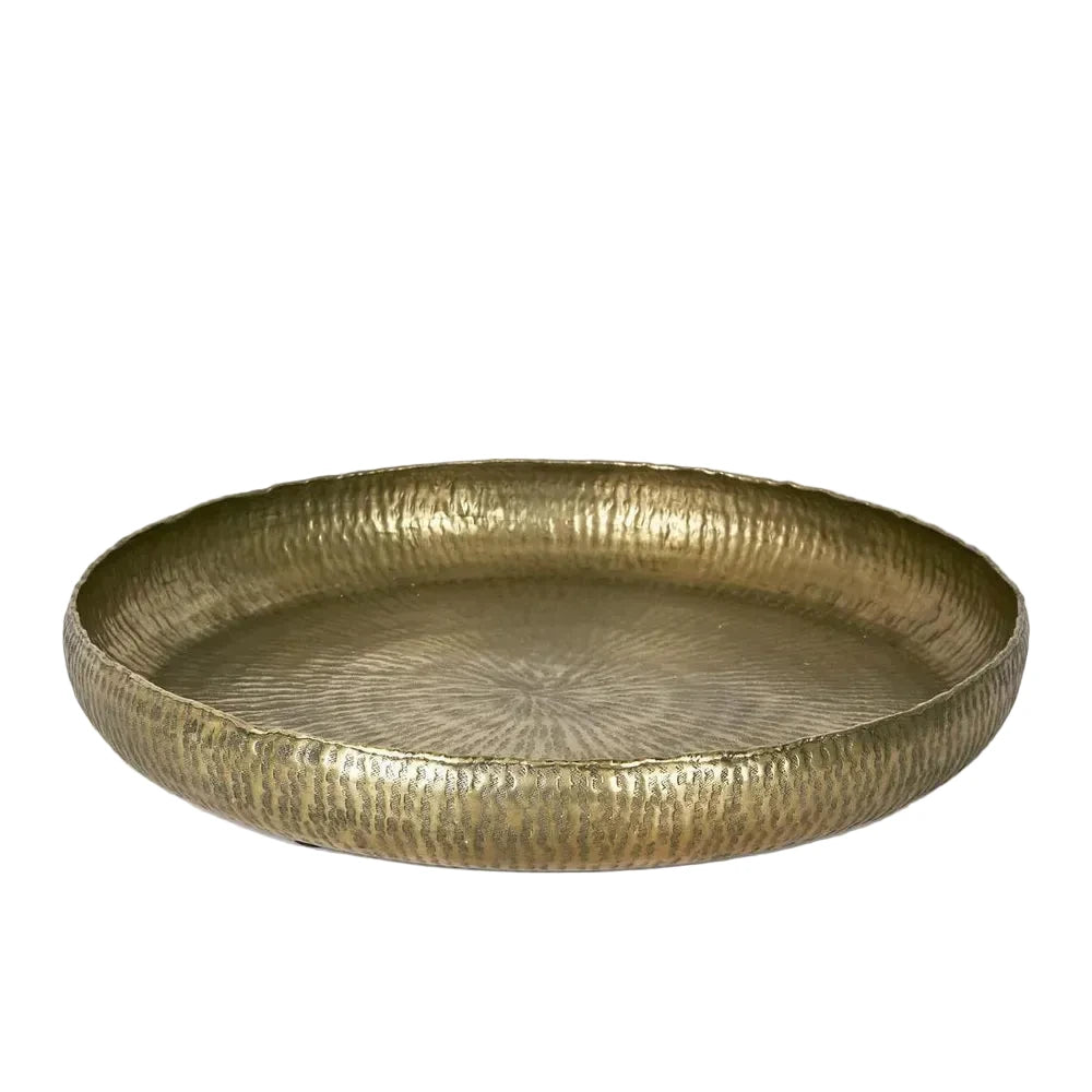 Gold decorative tray on a white background