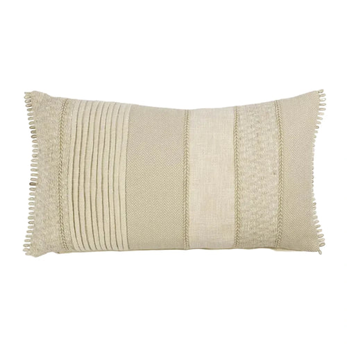 Textured rectangular pillow with striped pattern on a white background