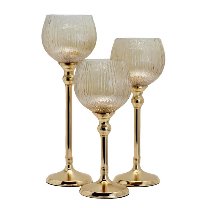 WALES GLASS GOBLET AMBER SET3