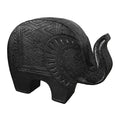 LOGAN RESIN CARVED ELEPHANT STATUE BLACK