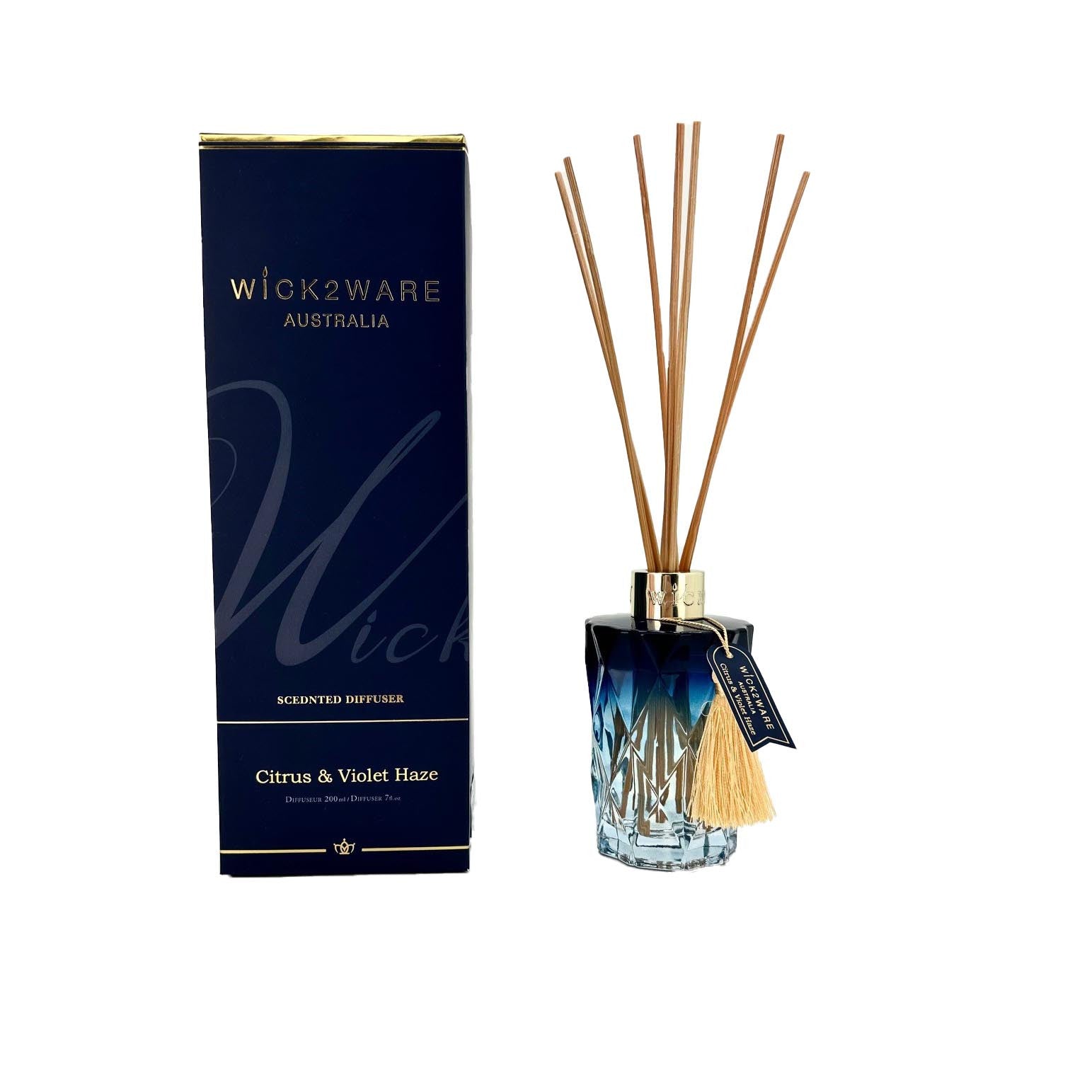Wick2ware Australia scented diffuser with packaging on a white background