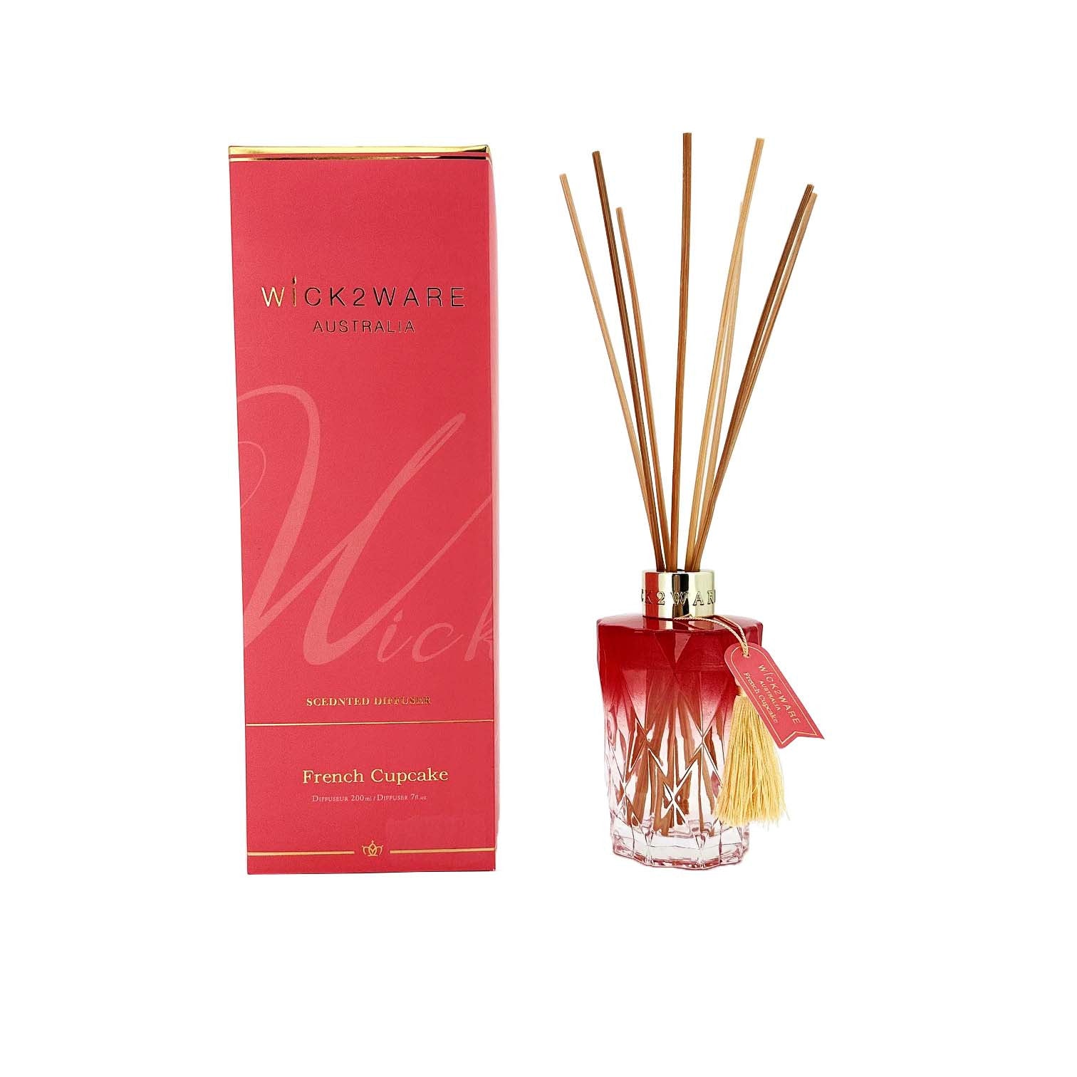 Wick2ware diffuser with packaging on a white background