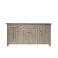Wooden sideboard with four doors on a white background