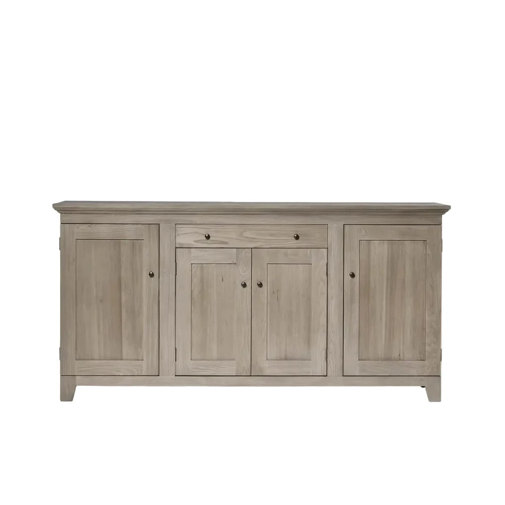 Wooden sideboard with four doors on a white background