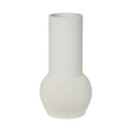 White ribbed vase on a light gray background