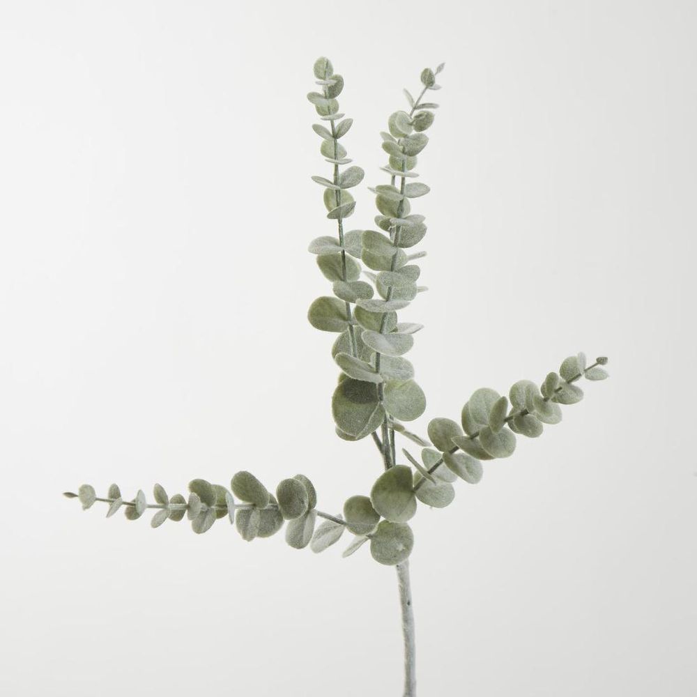 Eucalyptus Flocked Spray 74cm Grey image 2